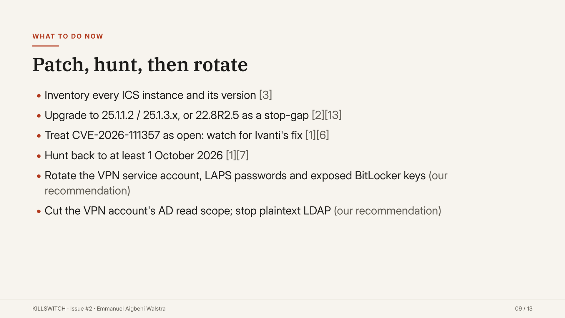 Slide 9: what to do now checklist.