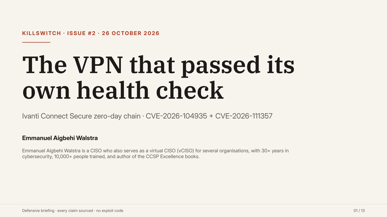 Killswitch Issue 02: The VPN that passed its own health check.